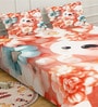 Orange Digital Cartoon Characters Printed Cotton Blend Double Bedsheet with 2 Pillow Covers