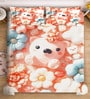 Orange Digital Cartoon Characters Printed Cotton Blend Double Bedsheet with 2 Pillow Covers