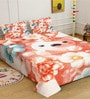 Orange Digital Cartoon Characters Printed Cotton Blend Double Bedsheet with 2 Pillow Covers