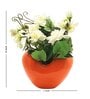 Orange Fabric Artificial Flower Bunch with Ceramic Pot