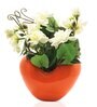 Orange Fabric Artificial Flower Bunch with Ceramic Pot