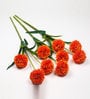 Orange Fabric Decorative Artificial BallMum Flowers Set of 3