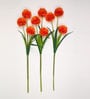 Orange Fabric Decorative Artificial BallMum Flowers Set of 3