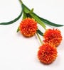 Orange Fabric Decorative Artificial BallMum Flowers Set of 3