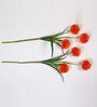 Orange Fabric Decorative Artificial BallMum Flowers Set of 2