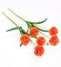 Orange Fabric Decorative Artificial BallMum Flowers Set of 2