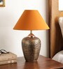 Gabrielle Orange Fabric Shade Night Lamp With Teracotta Base