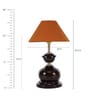 Orange Fabric Shade Table Lamp With Brown Base