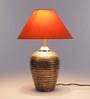 Gabrielle Orange Fabric Shade Night Lamp With Teracotta Base
