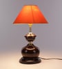 Orange Fabric Shade Table Lamp With Brown Base