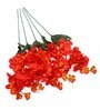 Orange Fabric Orchid Artificial Flower Pack of 5