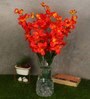 Orange Fabric Orchid Artificial Flower Pack of 5
