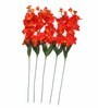 Orange Fabric Orchid Artificial Flower Pack of 5