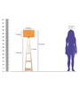 Euphoria Orange Fabric Shade Shelf Floor Lamp With Wood Base
