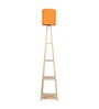 Euphoria Orange Fabric Shade Shelf Floor Lamp With Wood Base