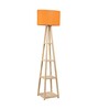 Euphoria Orange Fabric Shade Shelf Floor Lamp With Wood Base