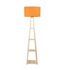 Euphoria Orange Fabric Shade Shelf Floor Lamp With Wood Base
