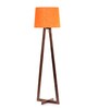 Noel Orange Fabric Shade Club Floor Lamp With Wood Base
