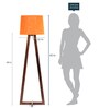 Noel Orange Fabric Shade Club Floor Lamp With Wood Base