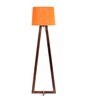 Noel Orange Fabric Shade Club Floor Lamp With Wood Base