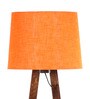 Noel Orange Fabric Shade Club Floor Lamp With Wood Base