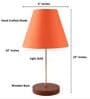Orange Fabric Shade Table Lamp, Brown Wooden Base Bedside & Desk Light for Bedroom, Living Room & Home Decor
