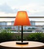 Orange Fabric Shade Table Lamp, Minimalist Bedside Lamp with Metal Base for Bedroom, Living Room & Study