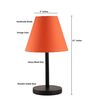 Orange Fabric Shade Table Lamp, Minimalist Bedside Lamp with Metal Base for Bedroom, Living Room & Study