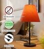 Orange Fabric Shade Table Lamp, Modern Bedside & Desk Lamp with Metal Base for Bedroom, Living Room & Home Decor