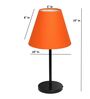 Orange Fabric Shade Table Lamp, Modern Bedside & Desk Lamp with Metal Base for Bedroom, Living Room & Home Decor