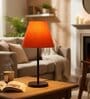 Orange Fabric Shade Table Lamp, Modern Bedside & Desk Lamp with Metal Base for Bedroom, Living Room & Home Decor