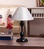 Silver Fabric Shade Table Lamp with Black Base