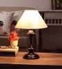 Silver Fabric Shade Table Lamp with Black Base