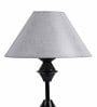 Silver Fabric Shade Table Lamp with Black Base