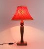 Centaur Orange Fabric Shade Night Lamp With Mango wood Base
