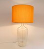 Orange Shade Table Lamp with Glass Base