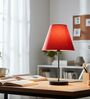 Orange Fabric Shade with Modern Silver & Black Table Lamp for Bedroom & Living Room