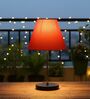 Orange Fabric Shade with Modern Silver & Black Table Lamp for Bedroom & Living Room