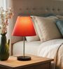 Orange Fabric Shade with Modern Silver & Black Table Lamp for Bedroom & Living Room