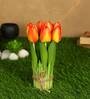 Orange Fabric Stunning Artificial Tulip Flower Bunch with Base