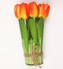 Orange Fabric Stunning Artificial Tulip Flower Bunch with Base