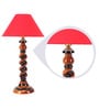 Orange Fabric Shade Table Lamp With Brown Base