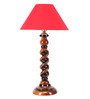 Orange Fabric Shade Table Lamp With Brown Base