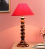 Orange Fabric Shade Table Lamp With Brown Base