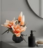 Orange Faux Leather Opulent Dawn Magnolia Arrangement Pot With Flower
