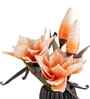 Orange Faux Leather Opulent Dawn Magnolia Arrangement Pot With Flower