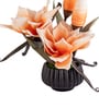 Orange Faux Leather Opulent Dawn Magnolia Arrangement Pot With Flower