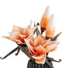 Orange Faux Leather Opulent Dawn Magnolia Arrangement Pot With Flower