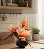 Orange Faux Leather Opulent Dawn Magnolia Arrangement Pot With Flower