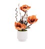 Orange Faux Leather Rustic Blossom Harmony Pot With Flower